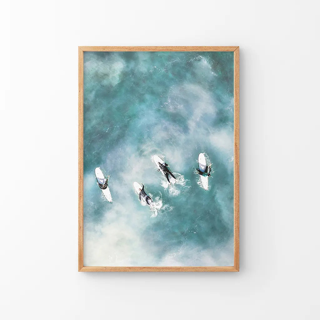 California Surfers Wall Art Print, Aerial Ocean Waves