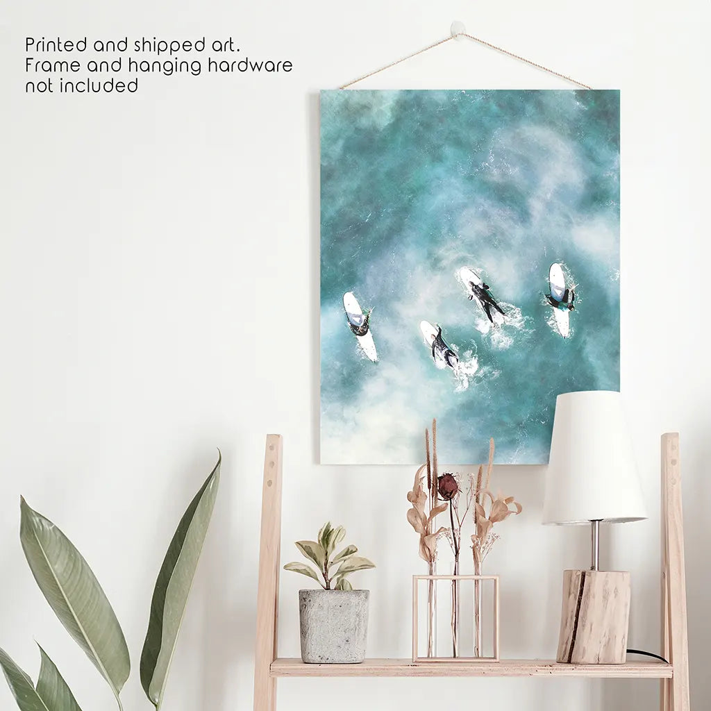 California Surfers Wall Art Print, Aerial Ocean Waves
