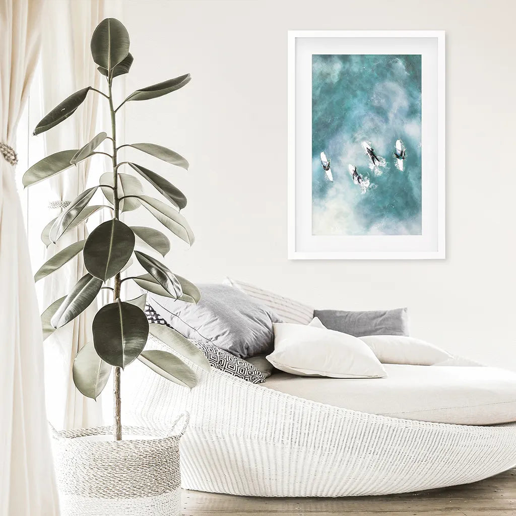 California Surfers Wall Art Print, Aerial Ocean Waves