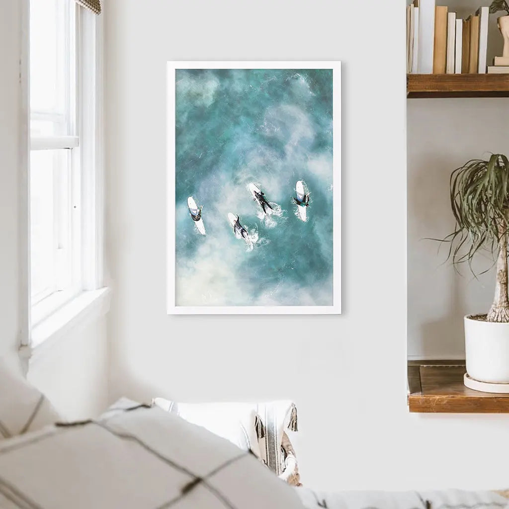 California Surfers Wall Art Print, Aerial Ocean Waves
