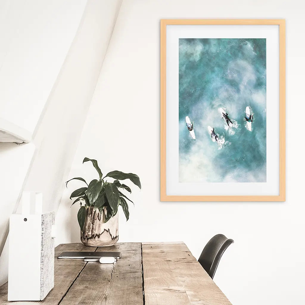 California Surfers Wall Art Print, Aerial Ocean Waves