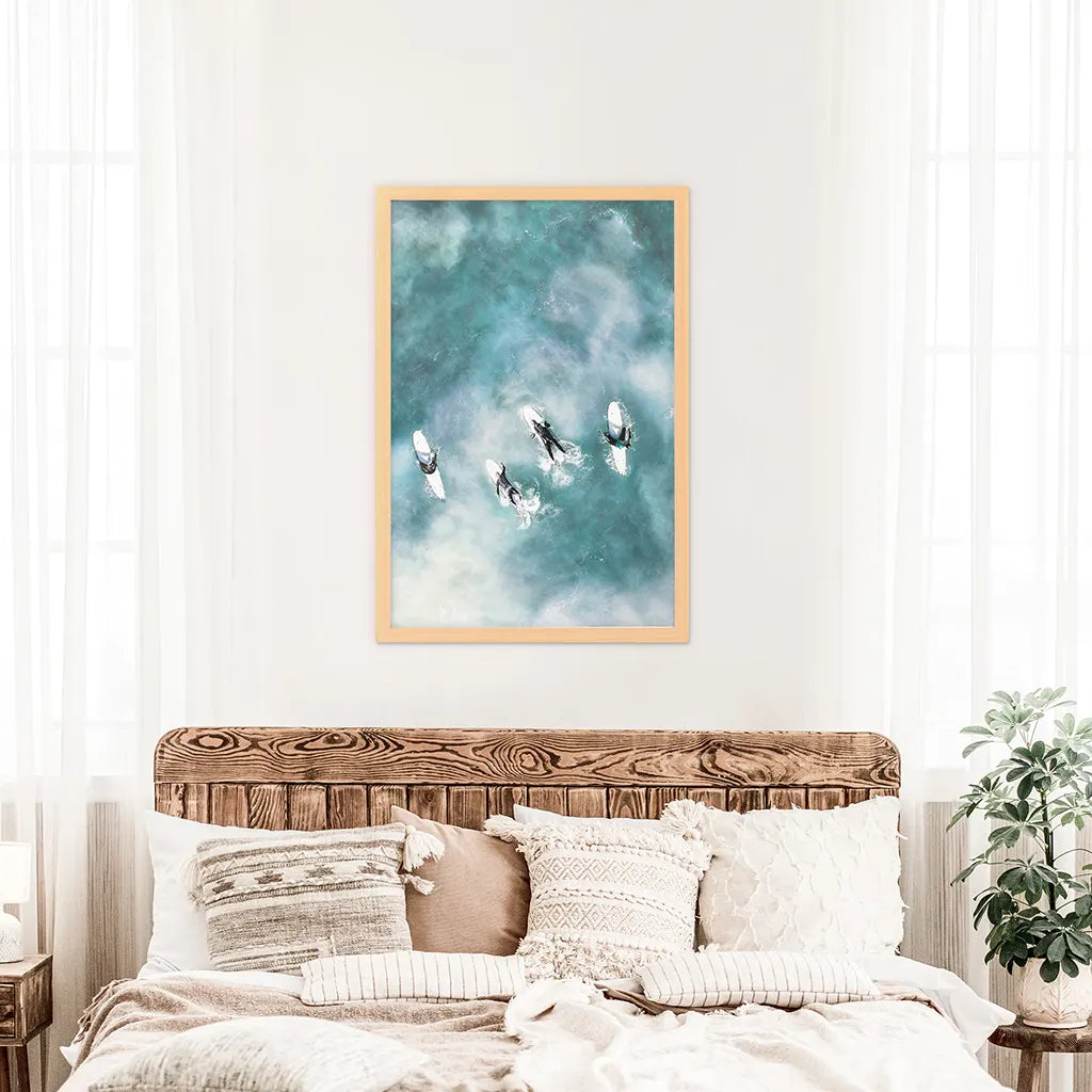 California Surfers Wall Art Print, Aerial Ocean Waves