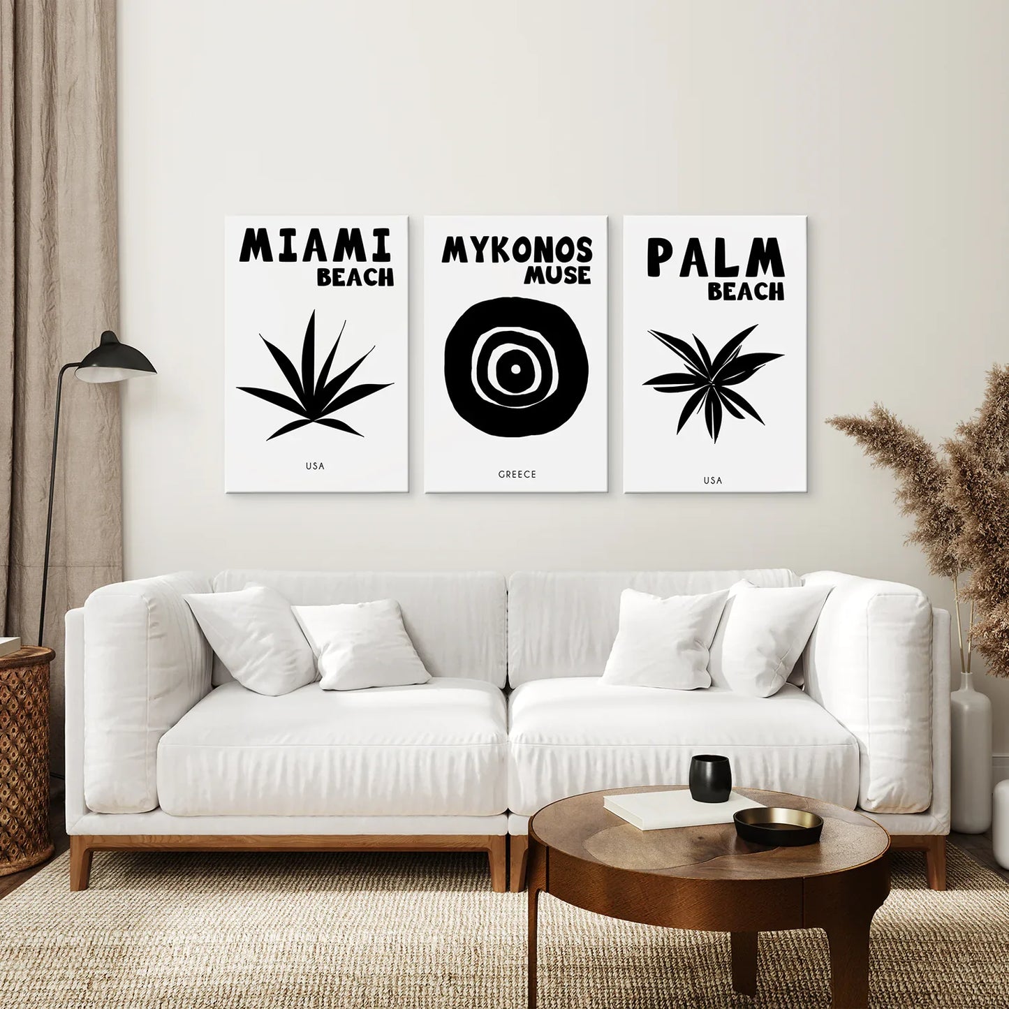 Black and White Travel Wall Art Set of 3 Prints
