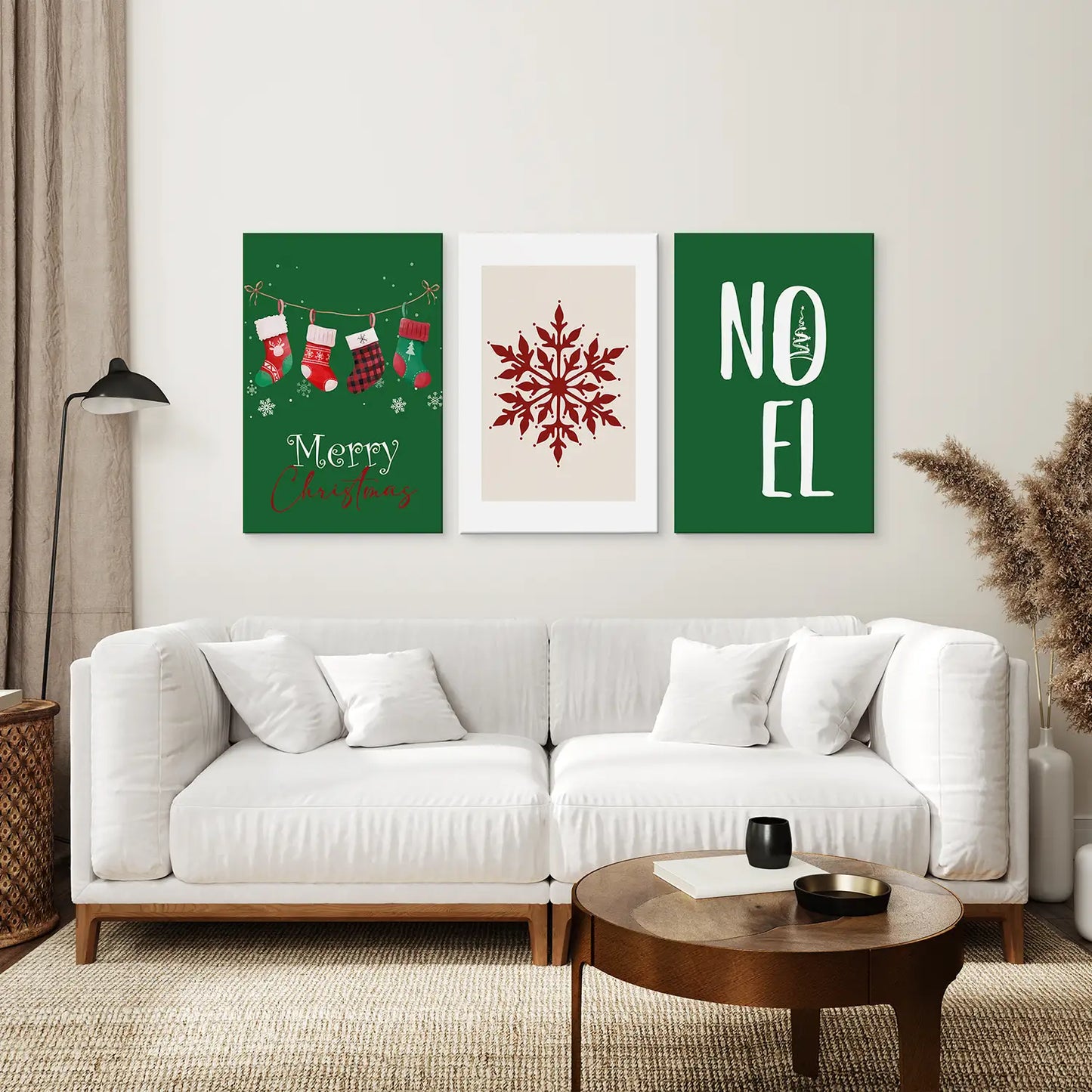 Green Christmas Nursery Wall Art Set of 3 Prints