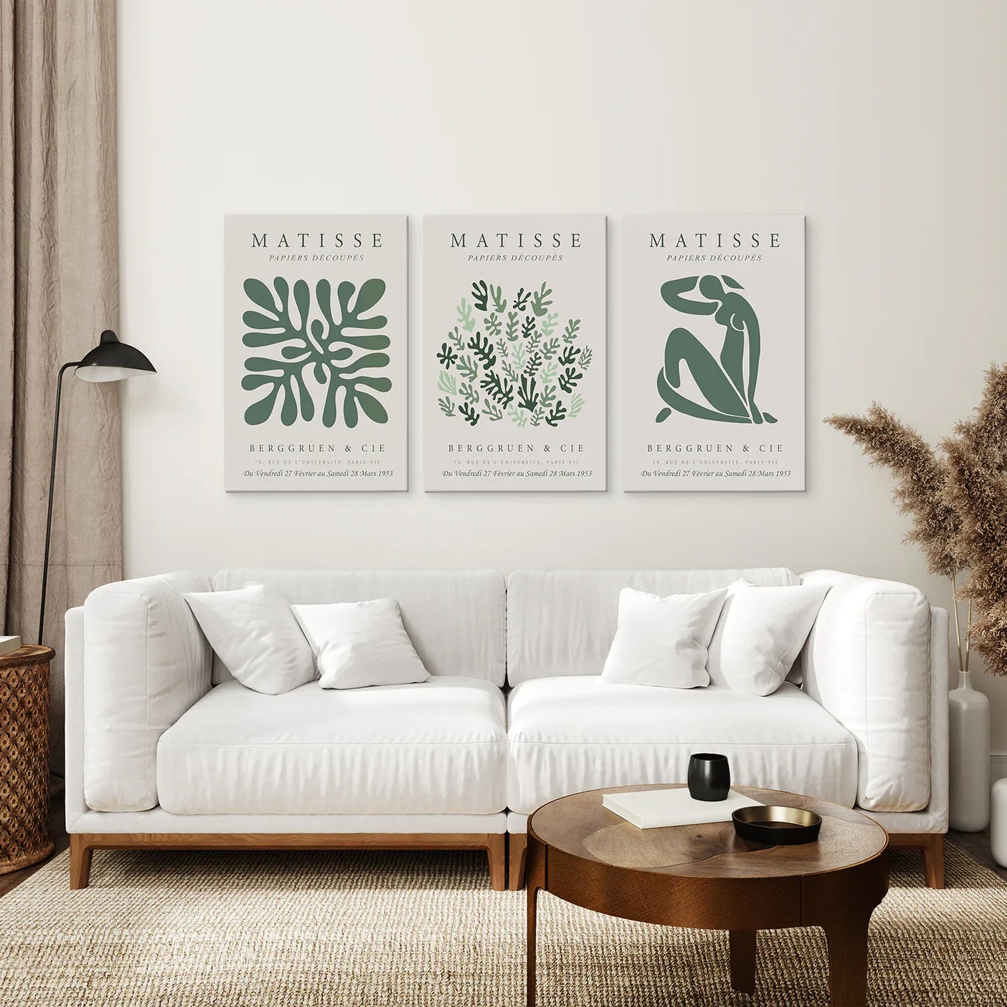 Sage Green Abstract Wall Art Set of 3 Prints