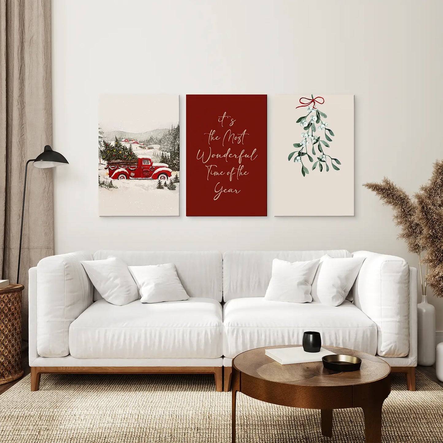 Winter Holiday Landscape Wall Art Set of 3 Prints
