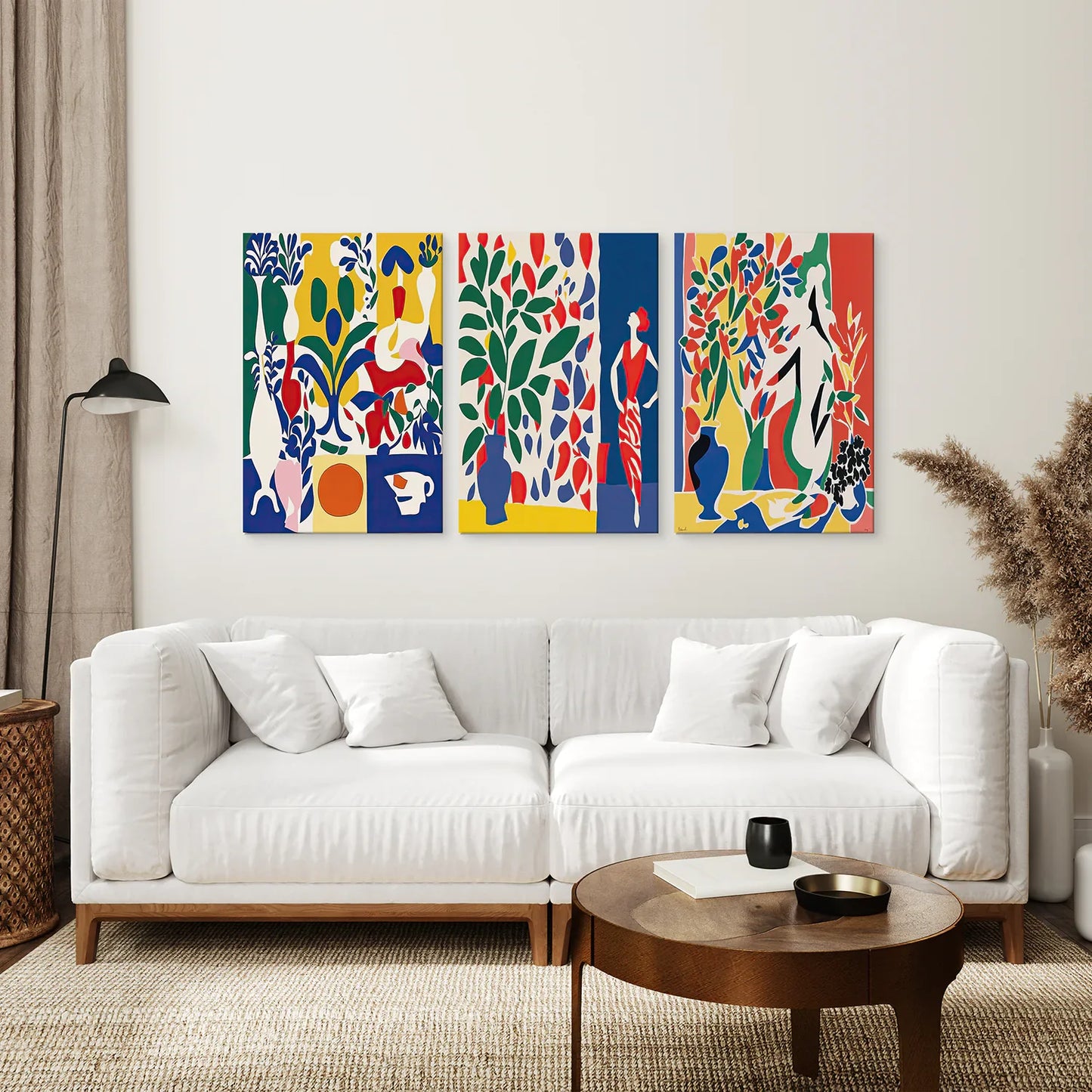 Modern Colorful Floral Wall Art Set of 3 Prints