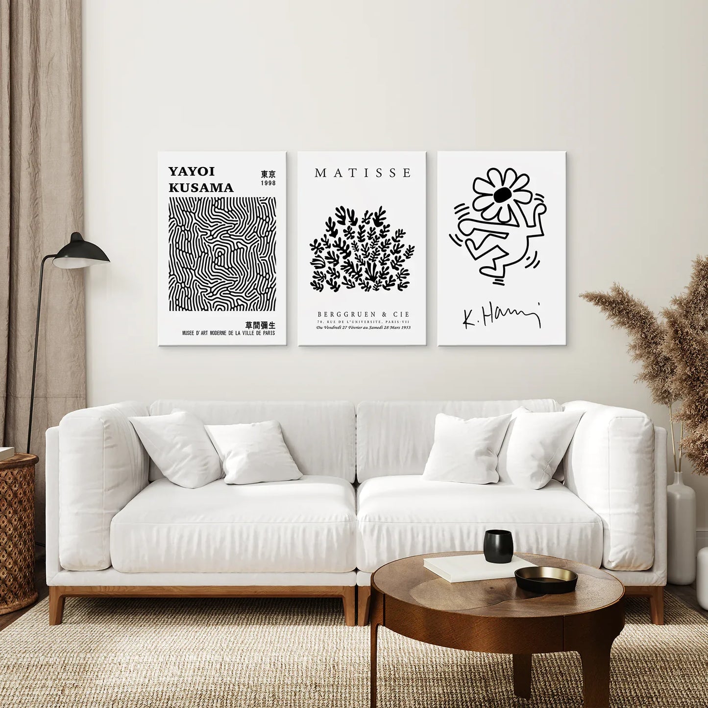 Black and White Abstract Figure Wall Art Set of 3
