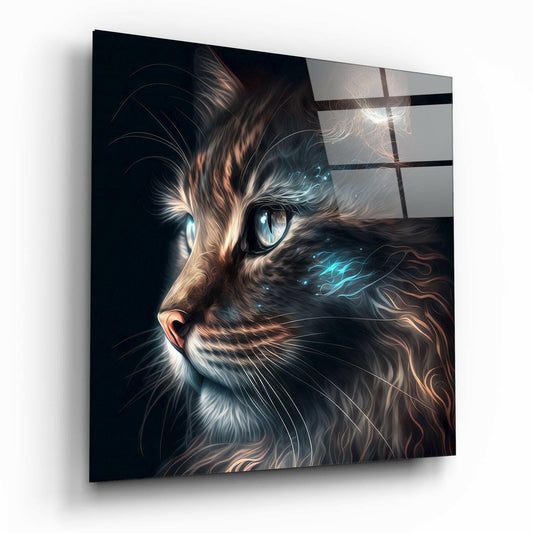 Cat portrait glass wall art print of a graceful cat on tempered glass