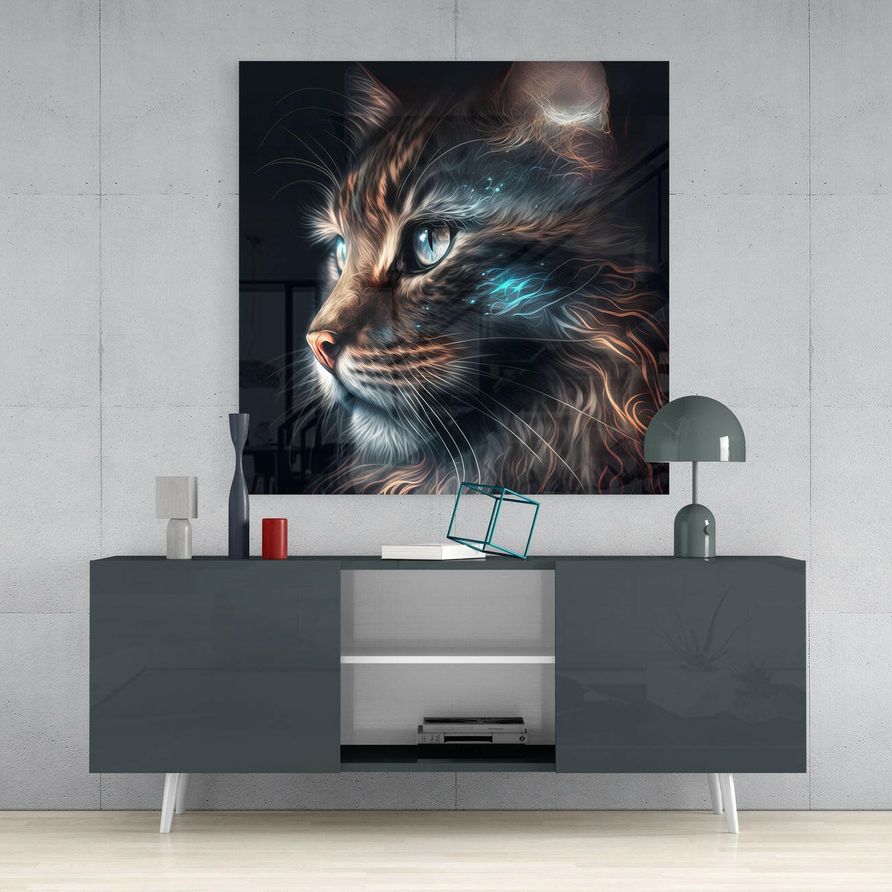 Cat Portrait Glass Wall Art Print