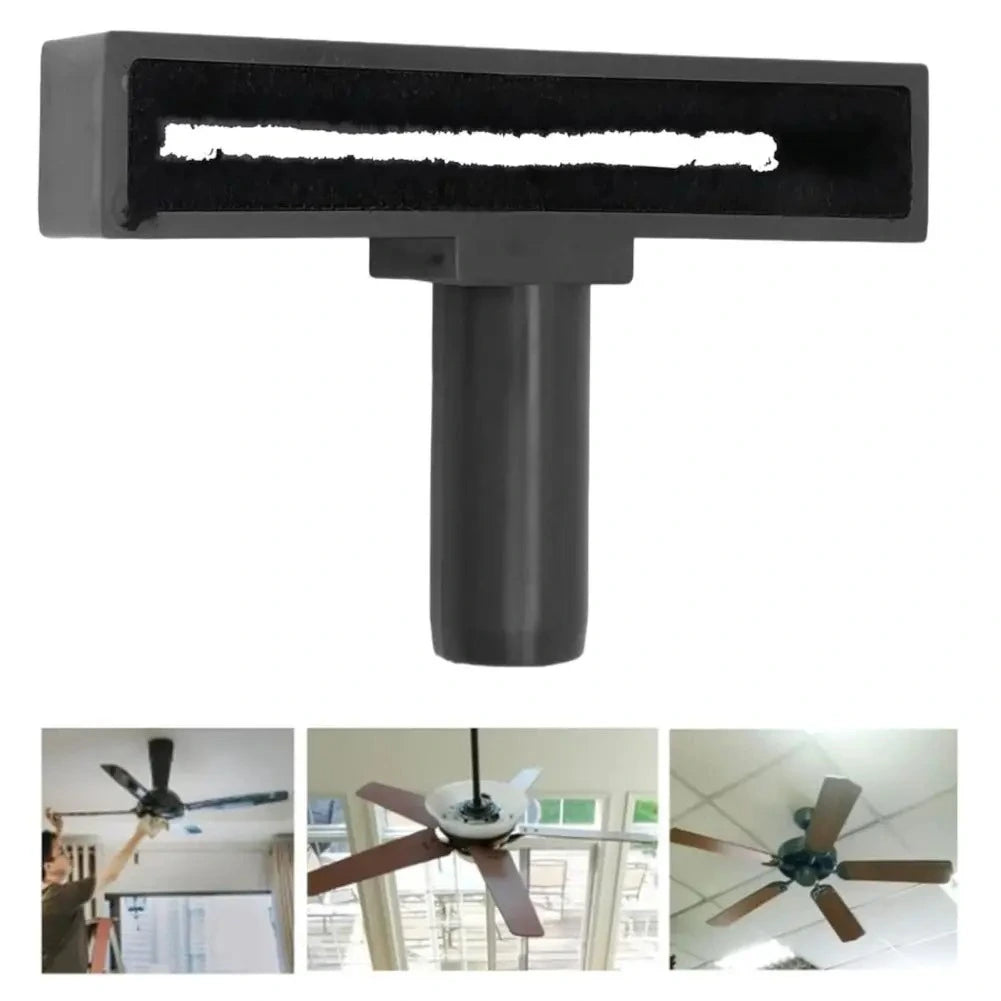 Ceiling fan cleaning tool with images of fans in different settings