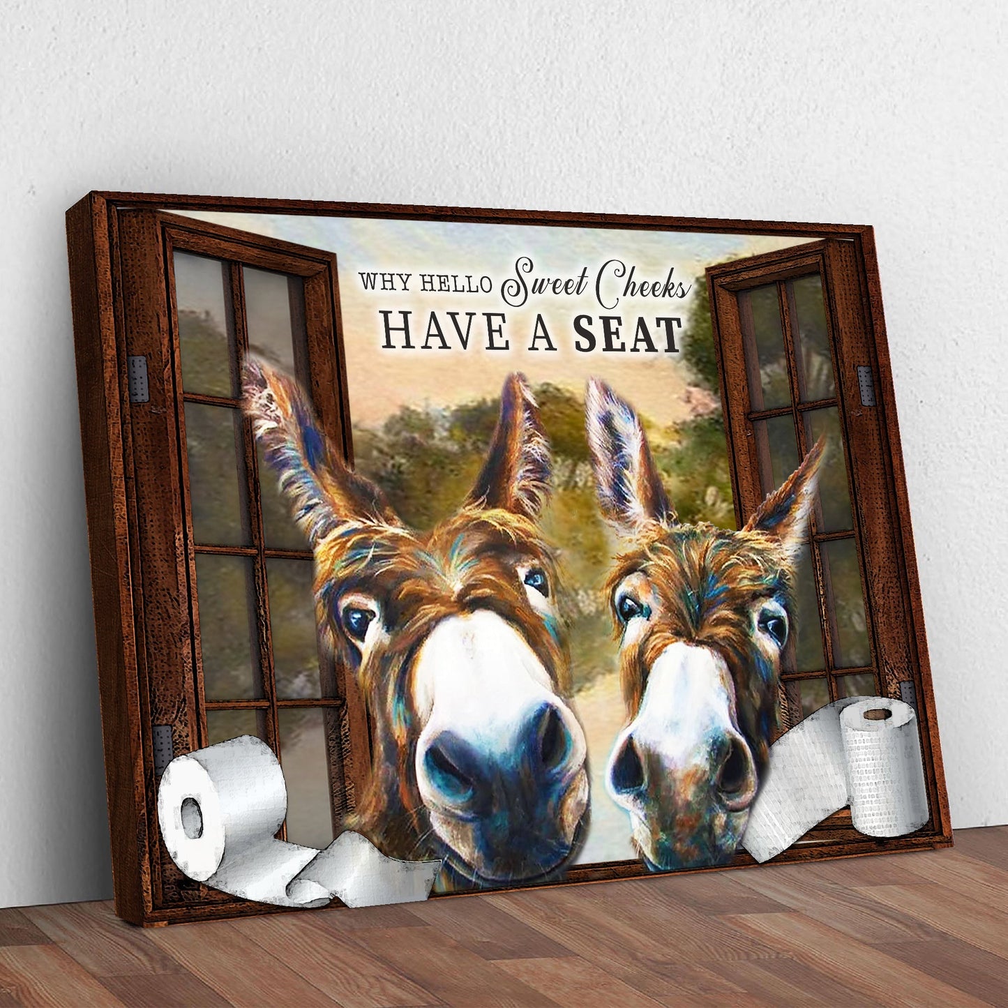 Have A Seat Sweet Cheeks Bathroom Canvas Sign