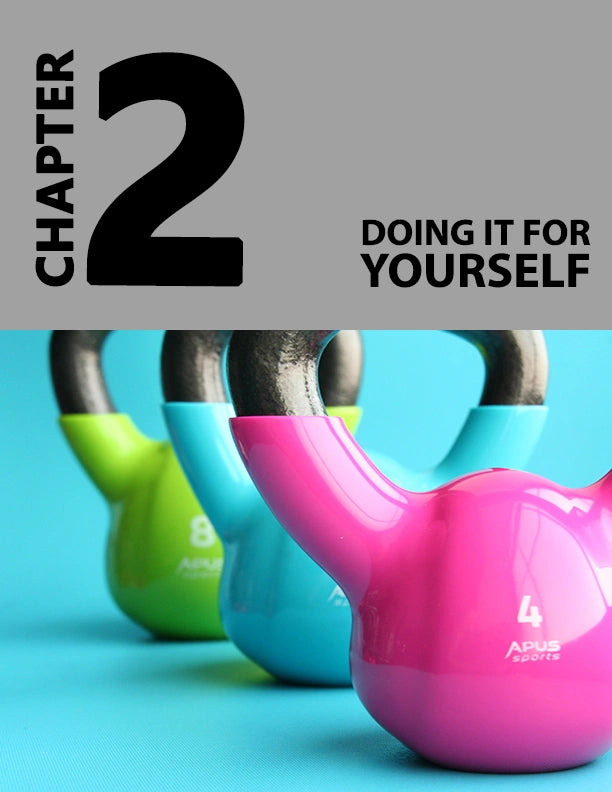 Chapter 2 – Doing It for Yourself page with colorful kettlebells | Ultimate Home Workout Plan fitness ebook, at-home training