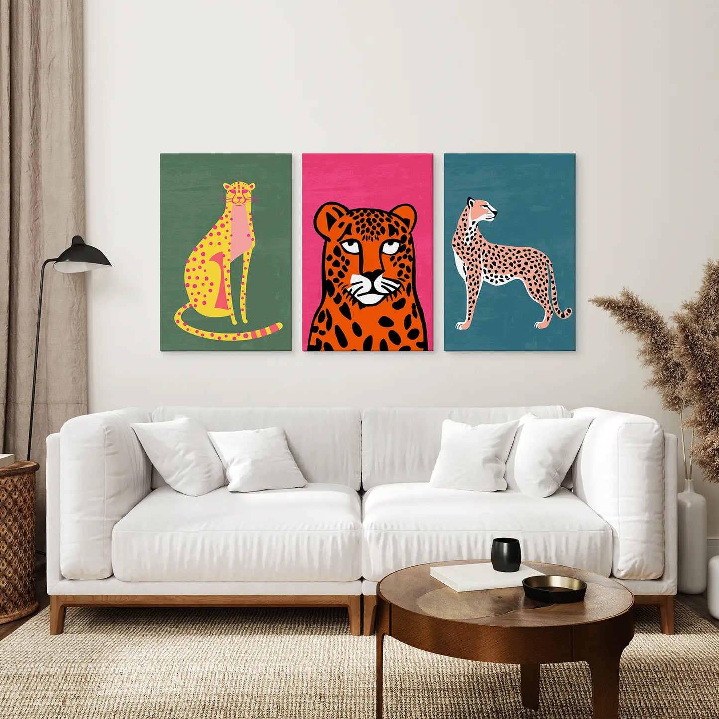 Cheetah Print Cats Colorful Wall Art Set of 3
