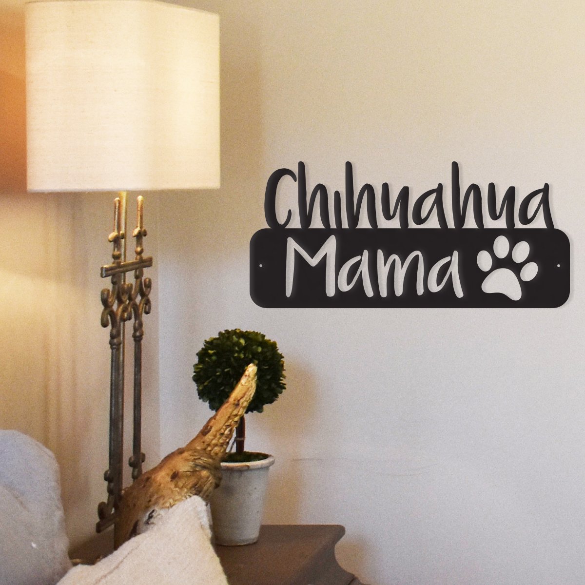 Chihuahua Mama black metal dog wall art sign