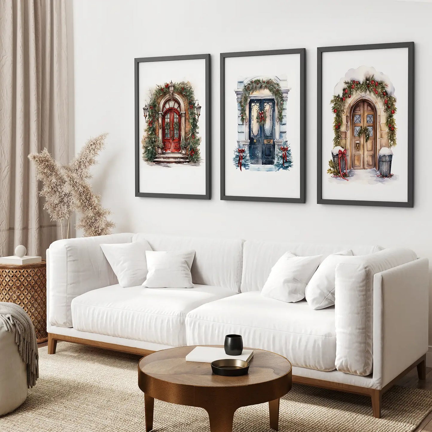 Christmas Tree Door Wall Art Set of 3 Holiday Prints