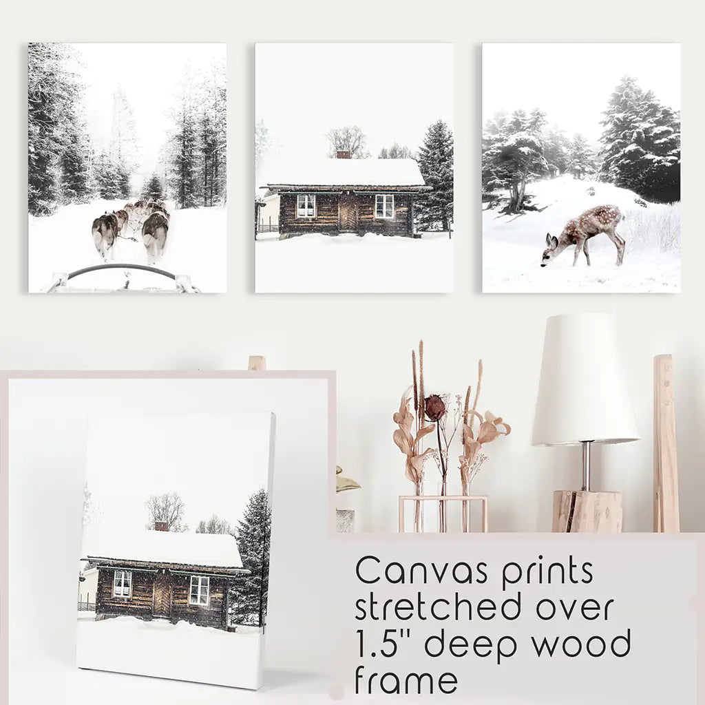 Christmas Mood Wall Art Set of 3 Fawn Prints