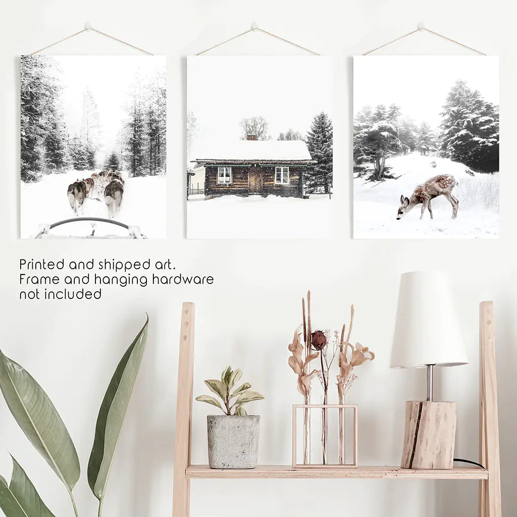 Christmas Mood Wall Art Set of 3 Fawn Prints