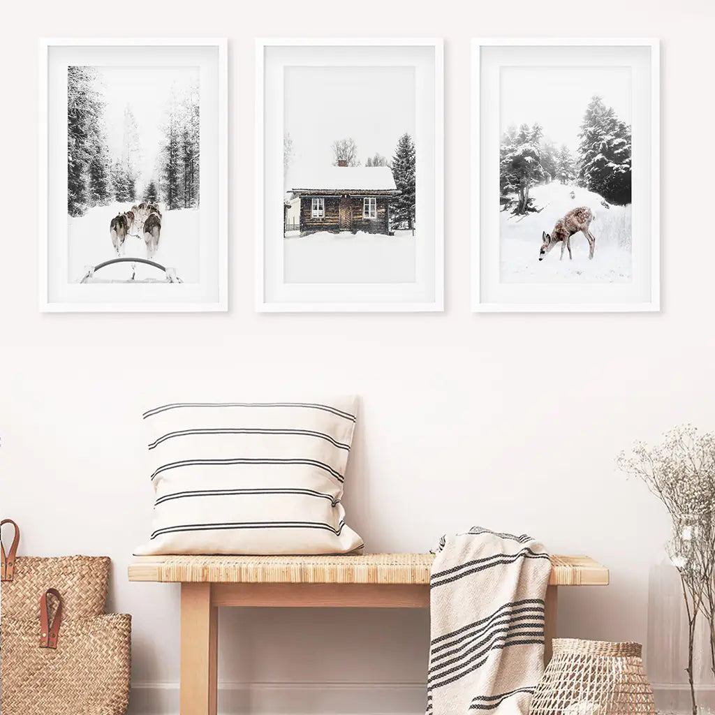 Christmas Mood Wall Art Set of 3 Fawn Prints