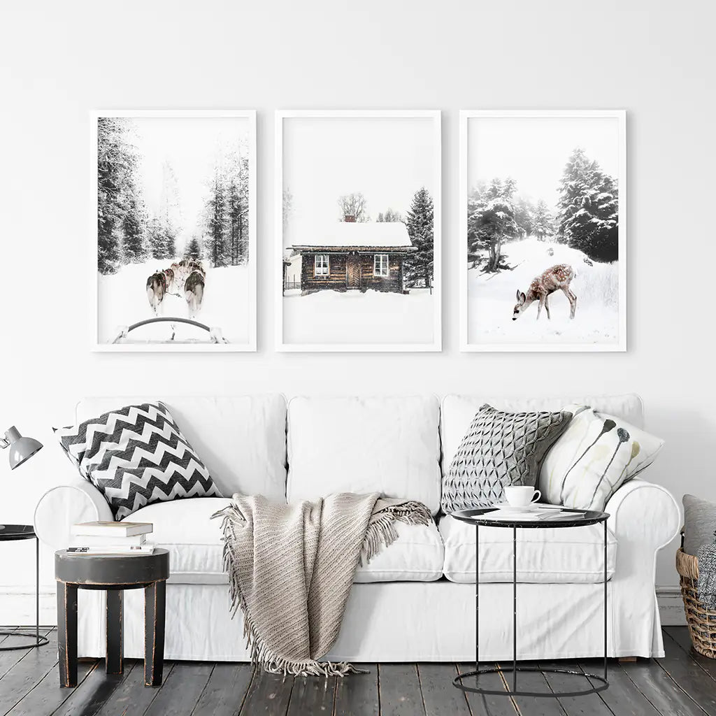 Christmas Mood Wall Art Set of 3 Fawn Prints