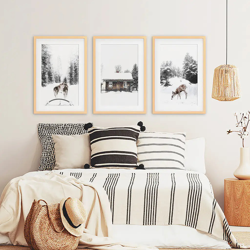 Christmas Mood Wall Art Set of 3 Fawn Prints