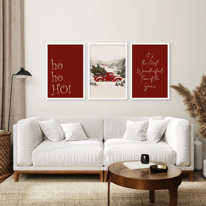 Winter Holiday Decor Wall Art Set of 3 Prints