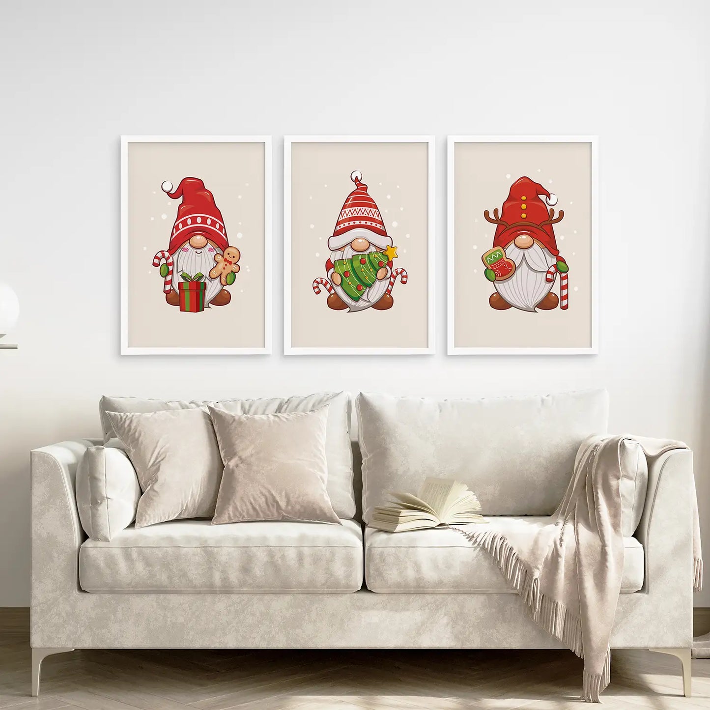 Christmas Gnomes Kids Room Wall Art Set of 3