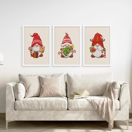 Christmas Gnomes Kids Room Wall Art Set of 3