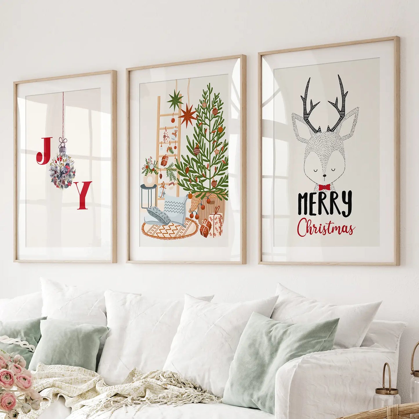 Christmas winter nursery wall art set of 3 prints