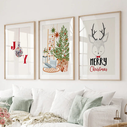Christmas winter nursery wall art set of 3 prints