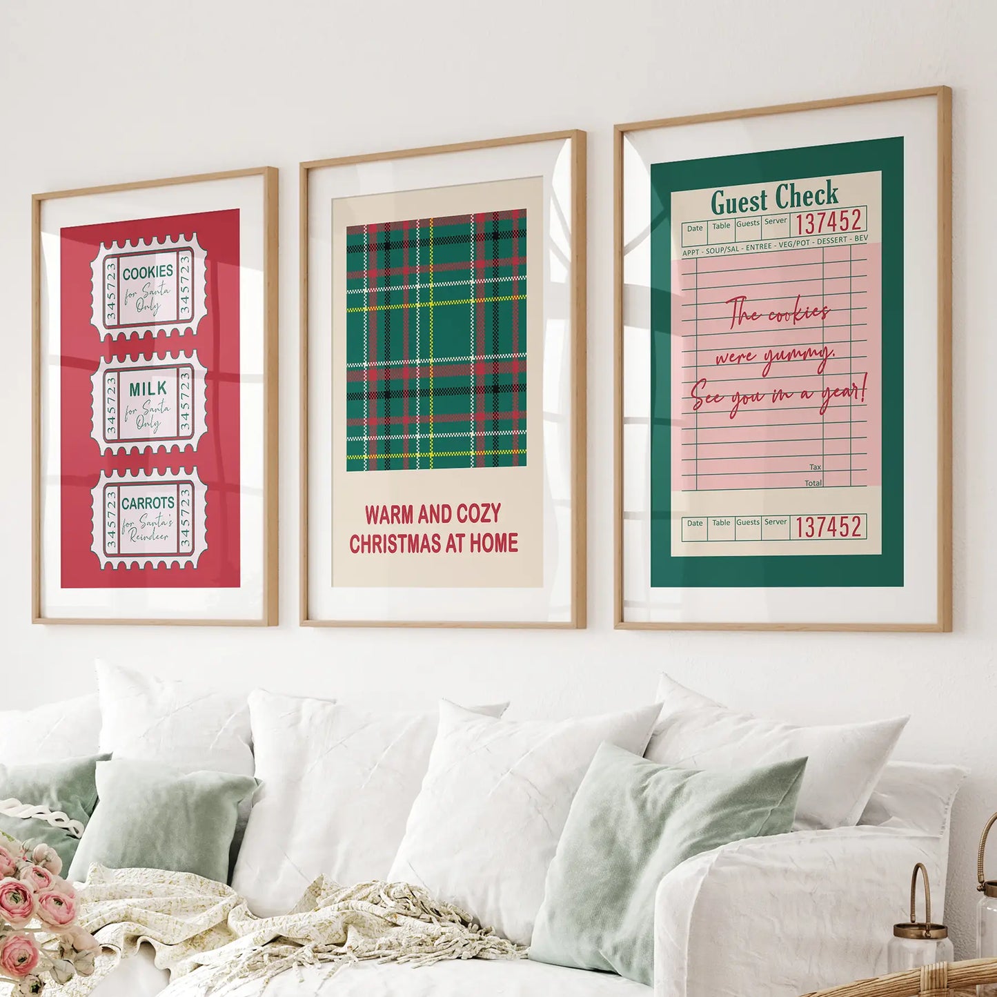 Cozy Christmas Seasonal Wall Art Set of 3 Prints