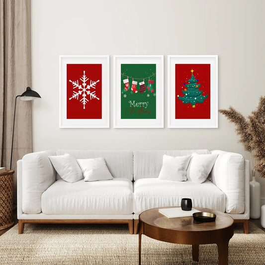 Modern Christmas Nursery Wall Art Set of 3 Prints