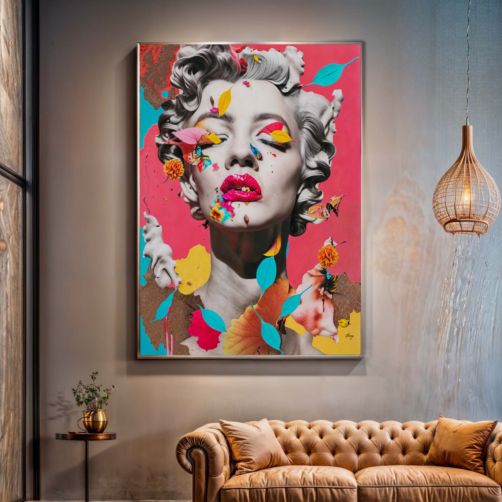 Chroma Whimsy contemporary abstract canvas wall art with bold colors and surreal elements