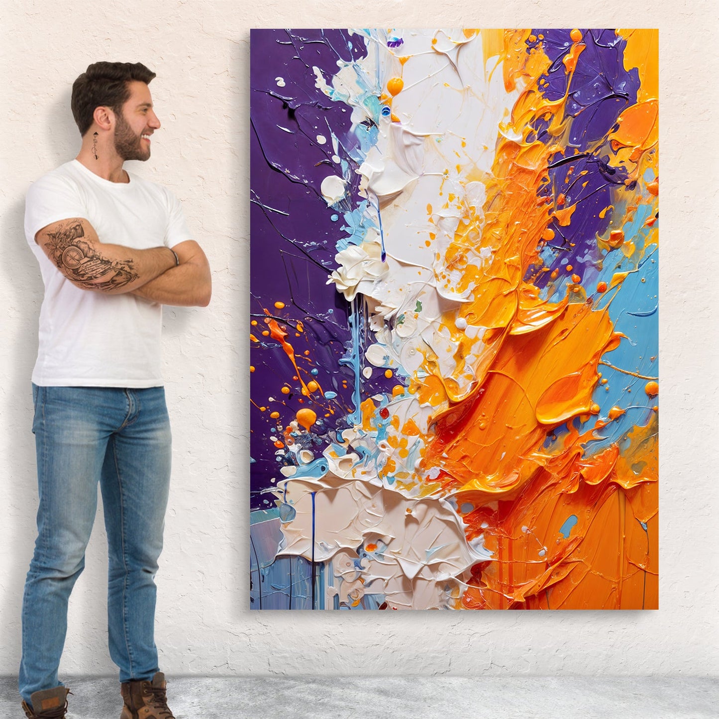 Chromatic Rift Abstract Canvas Wall Art Colorful