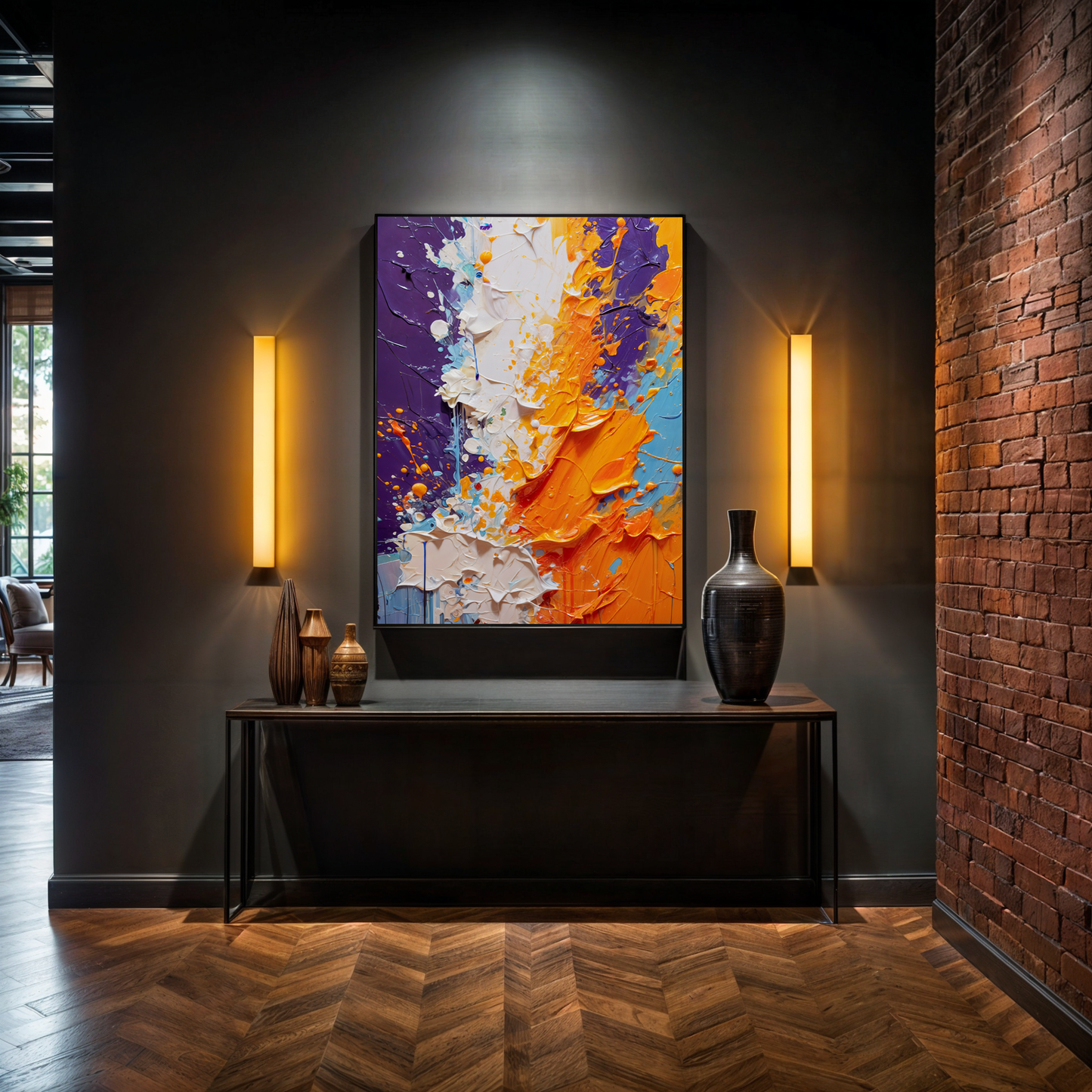 Chromatic Rift Abstract Canvas Wall Art Colorful