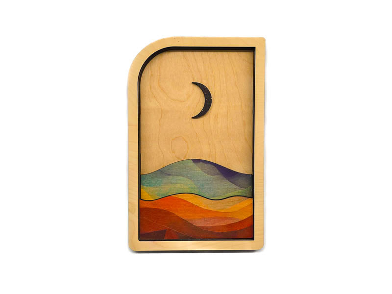 Sun and Moon Wood Wall Art - Handmade Celestial Set of 2