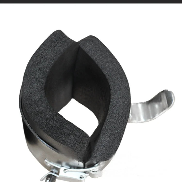Close-up view of thick foam padding inside inversion table ankle cuffs