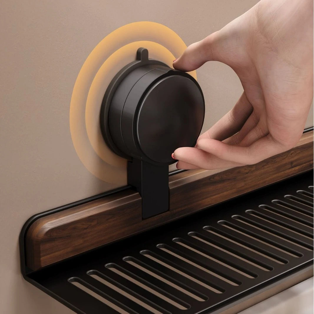 Close up of locking suction cups on tile wall