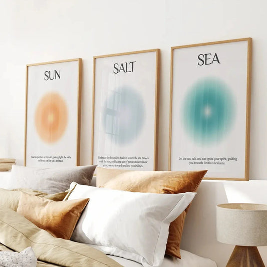Sun salt and sea aura wall art set of 3 prints