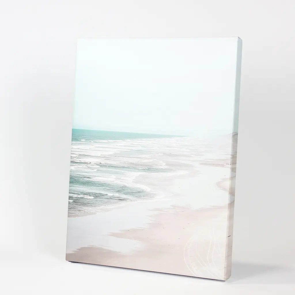 Beige Coastal Ocean Waves Wall Art Print, Beach Decor