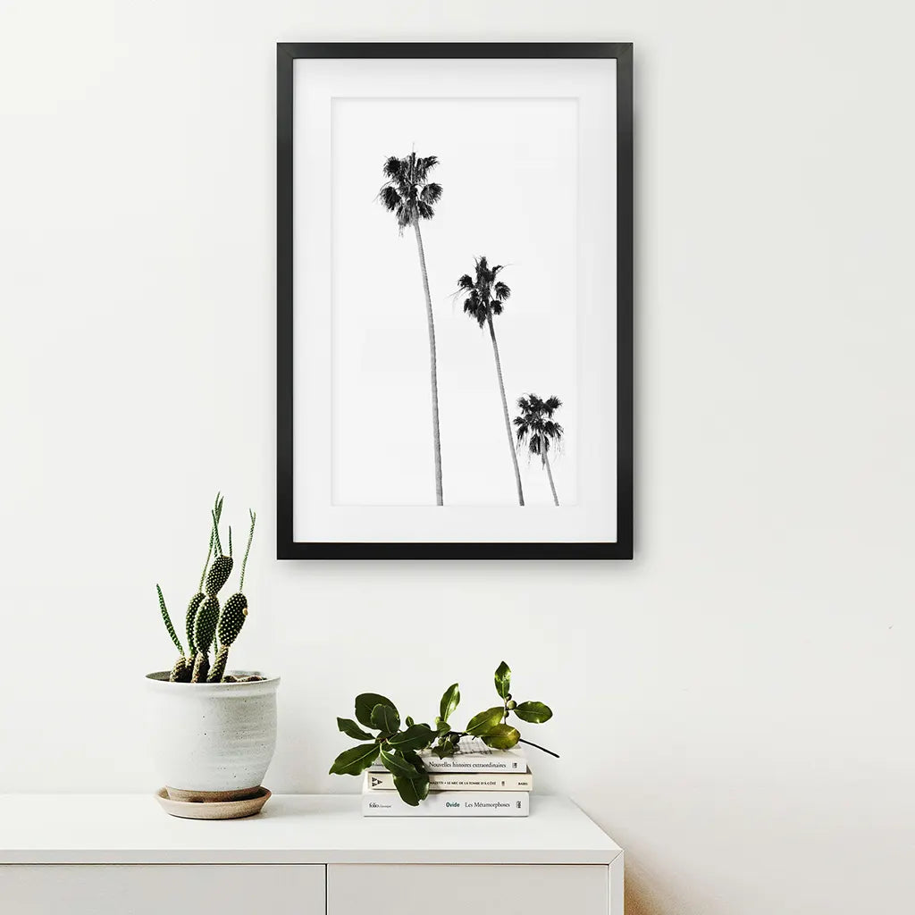 Tropical Palm Trees Print - Black and White Beach Wall Art