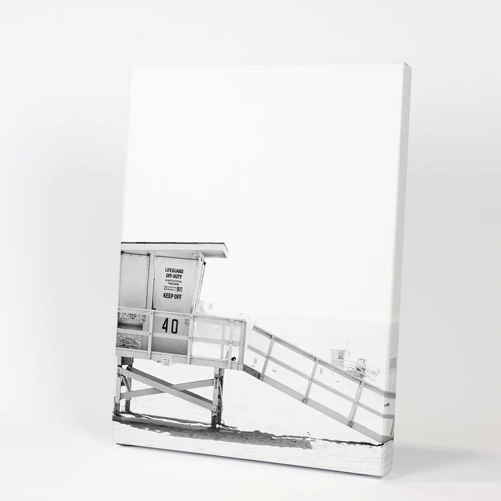 Black and White Lifeguard Tower Poster - Coastal Wall Art