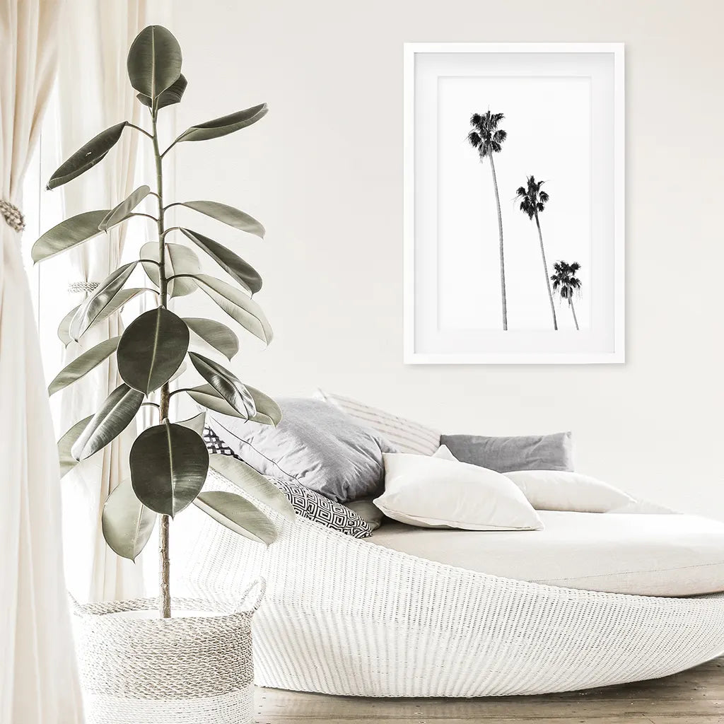 Tropical Palm Trees Print - Black and White Beach Wall Art