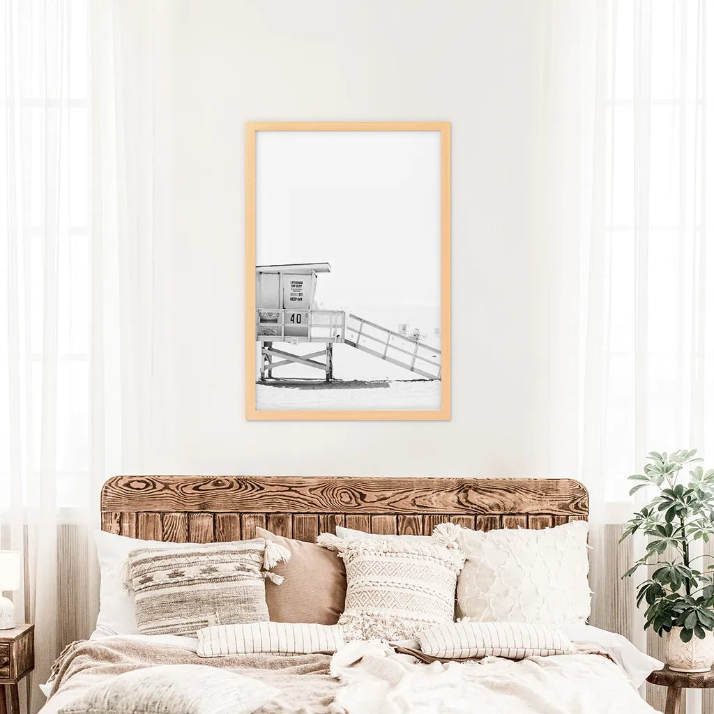 Black and White Lifeguard Tower Poster - Coastal Wall Art
