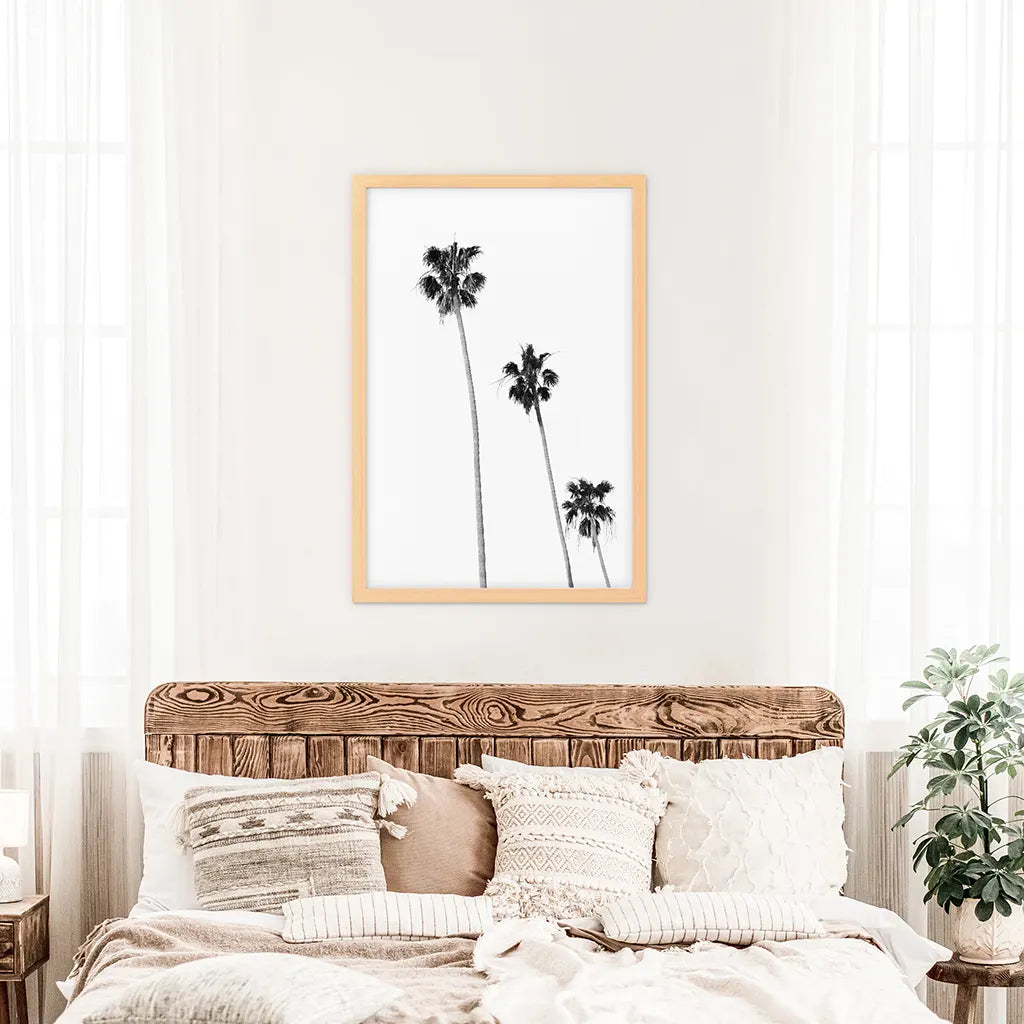 Tropical Palm Trees Print - Black and White Beach Wall Art