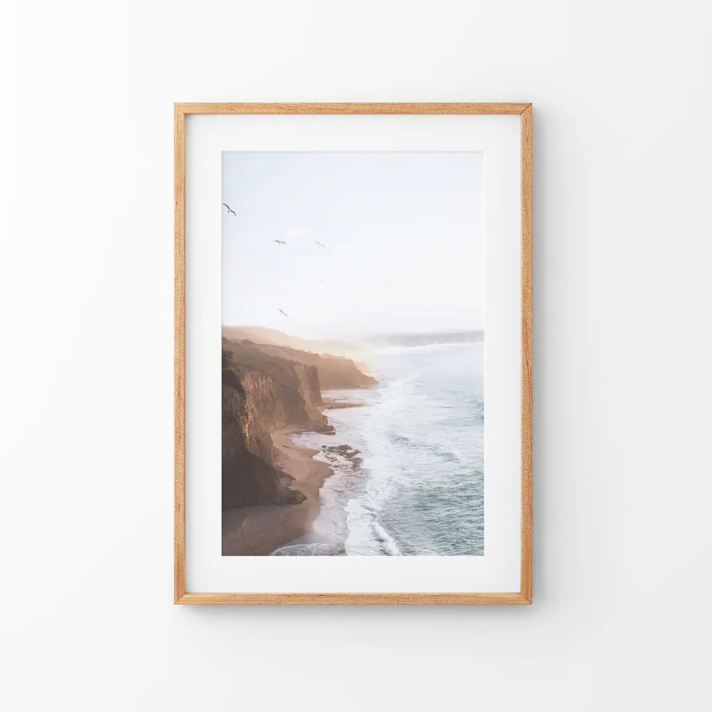 Coastal cliff and ocean rocks poster beach wall art