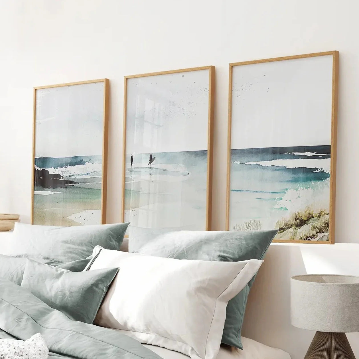 Navy blue coastal wall art set of 3 beach house prints