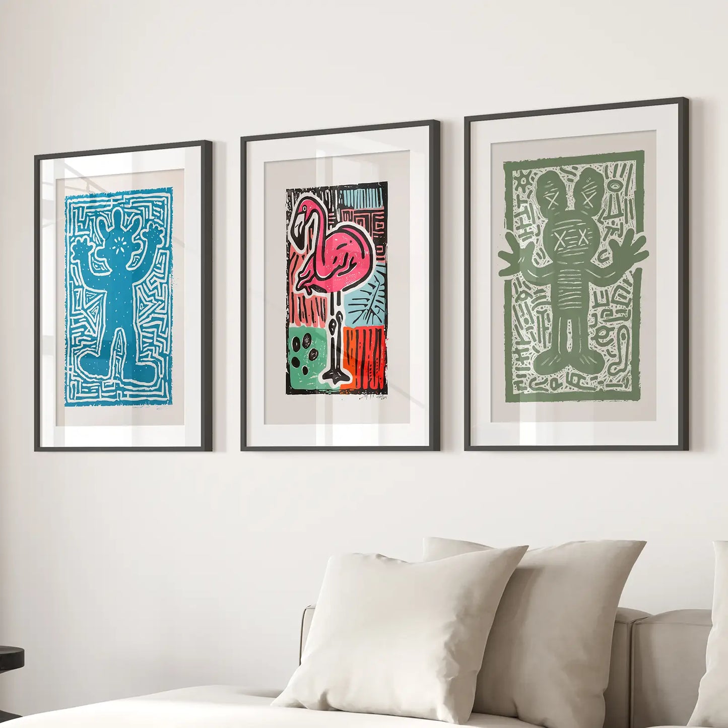 Colorful Groovy Wall Art Set of 3 Trendy Retro Prints