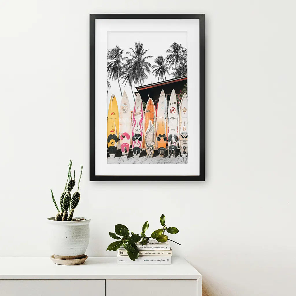 Tropical Surfboard Wall Art - California Beach Life Print
