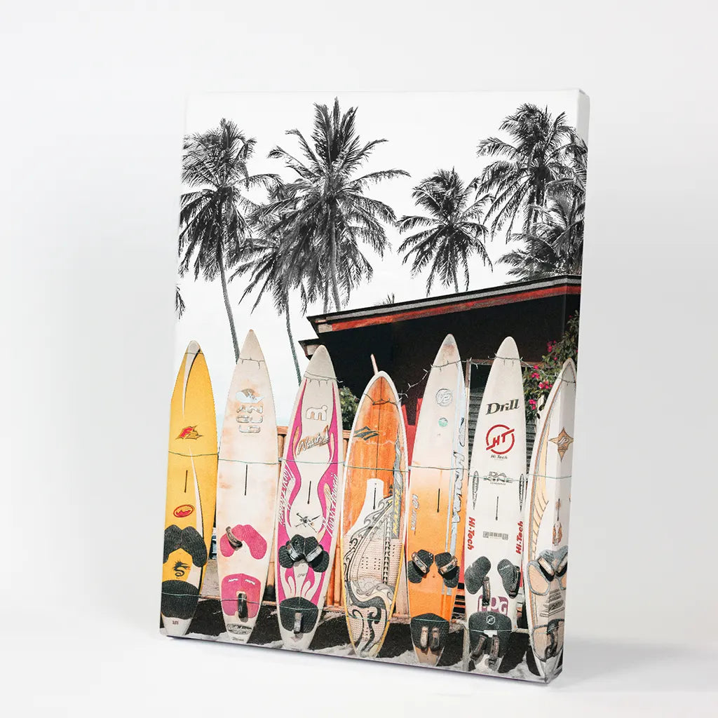 Tropical Surfboard Wall Art - California Beach Life Print